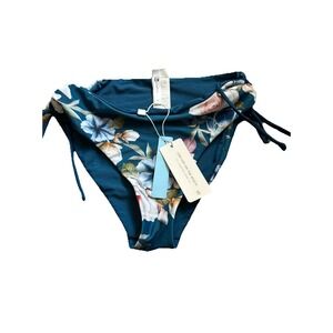 Cupshe Swimsuit Bottom Blue Floral Women's Size Small NWT Reversible